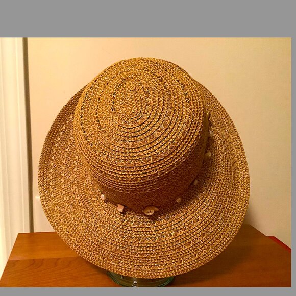 Sun 'N' Sand Medium Brim Beige Summer Hat with embellished crown. New with Tags! - Picture 11 of 11